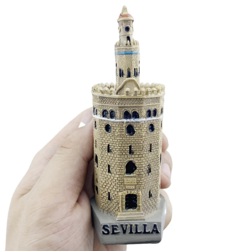 Torre del Oro Seville Spain Resin Handicraft Souvenirs Desktop Ornament Indoor Table Buildings Home Decoration Gift Collection
