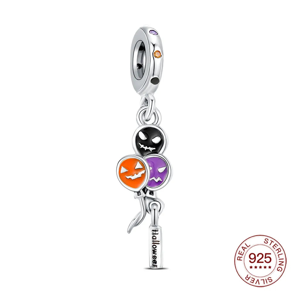 2025 925 Sterling Silver Halloween Charm Spooky Ghost Pumpkin Pendant For Women Men Making DIY Bracelet Party Jewelry Gift