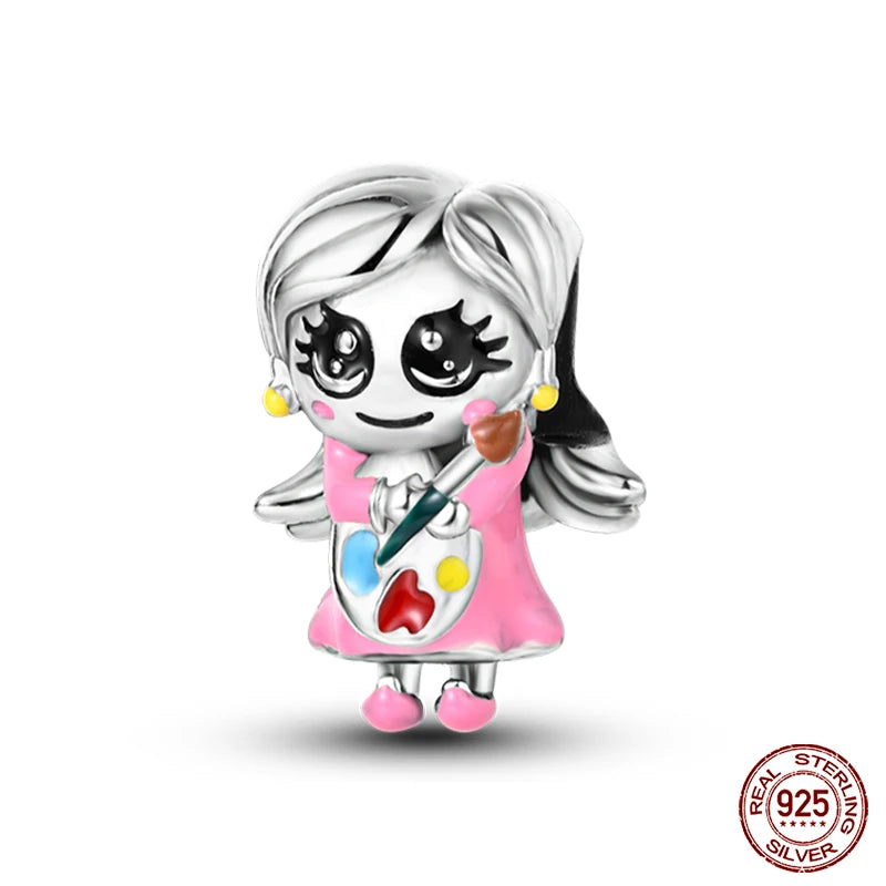 new in Real 925 Sterling Silver Boys and Girls Bicycle Charms Beads Fit Qikaola 925 Original Bracelets Fine DIY Jewelry Making