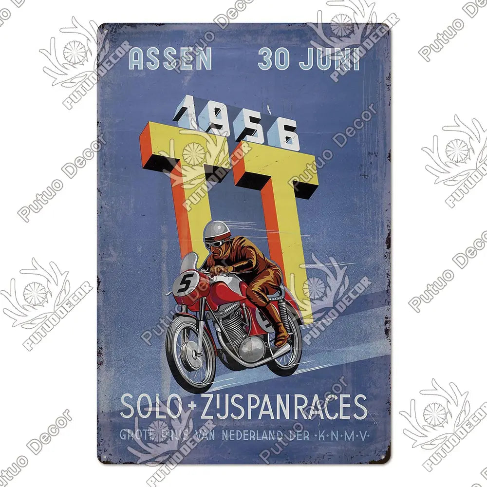 Putuo Decor Vintage Racing Track Tin Sign Isle of Man TT Metal Poster Plaque Garage Plate Bar Club Man Cave Home Wall Decoration