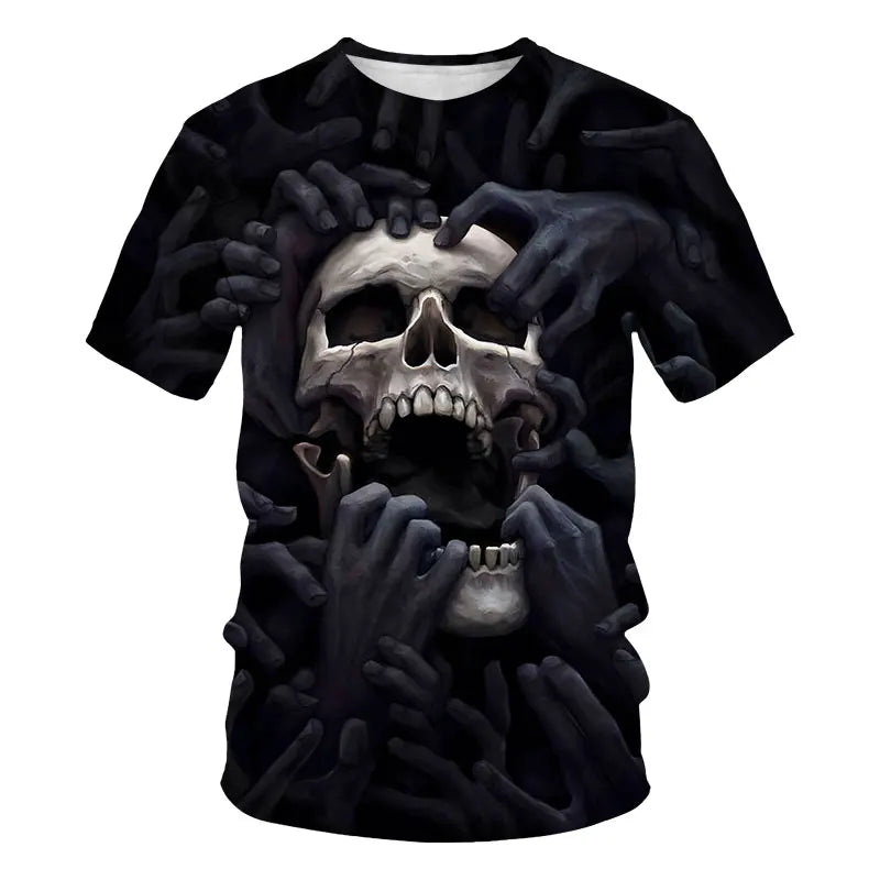 Men's T-Shirts Halloween Horror Skull T-Shirt Men Casual Short Sleeve Oversized T Shirt Hip Hop Streetwear Men Clothing Tee Tops