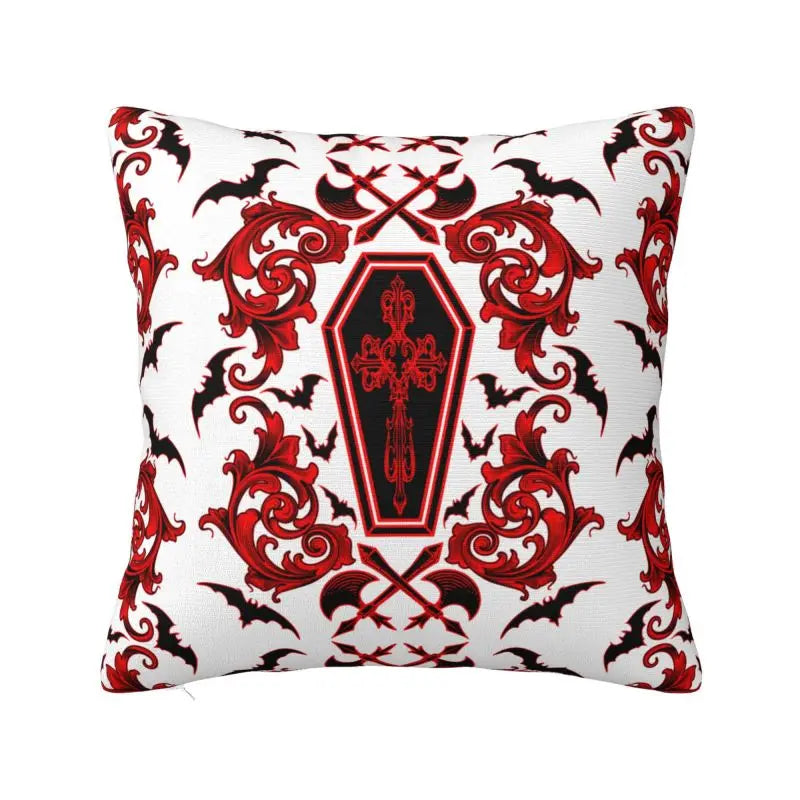 Custom Gothic Halloween Lace Bats Cushion Cover 45x45 Cm Polyester Throw Pillow Case For Sofa Living Room Decoration Pillowcase