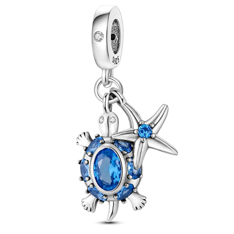 Hot Sale 925 Sterling Silver Ocean World Series Sea Turtle Starfish Little Crab Octopus Charms Bead Fit 925 Bracelet DIY Jewelry