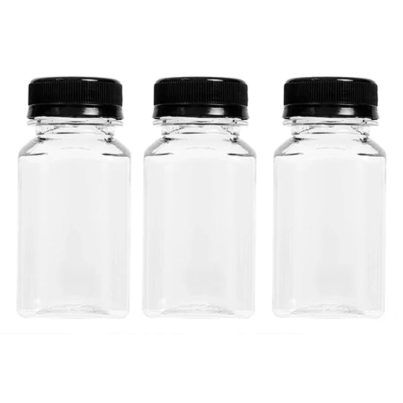 10/1x Transparent Juice Bottles with Caps Empty Clear Containers with Seal Lids for Home DIY Smoothie Milk Water Other Beverages