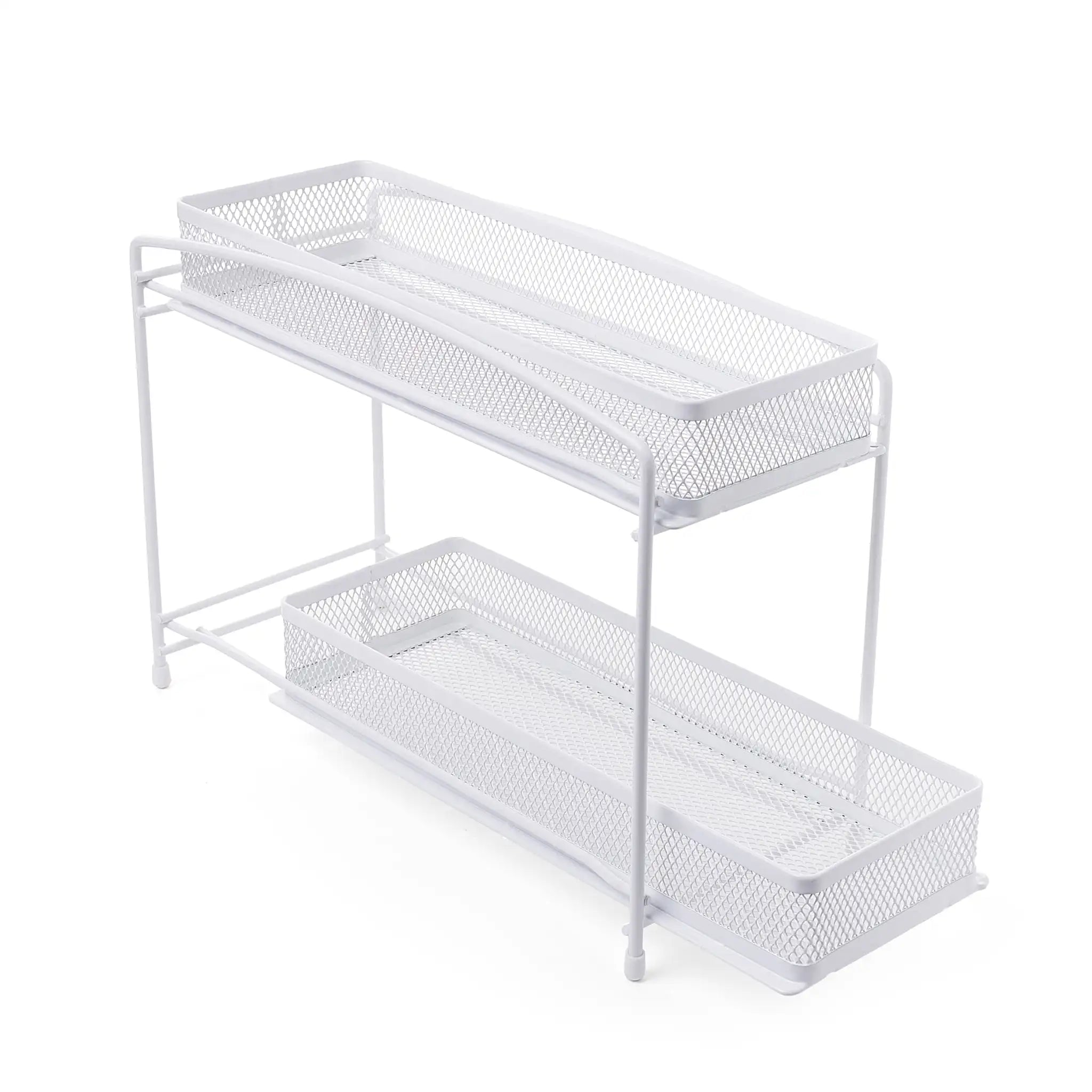 (4 pack)   2-Tier Pull-Out Spice Organizer, White, 4.5" x 11"
