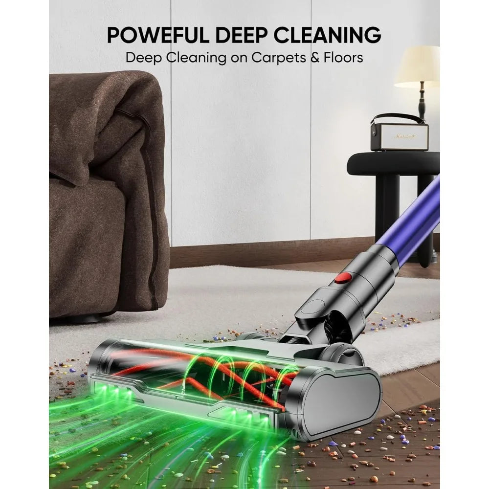 Upgraded version - Cordless Vacuum Cleaner, 580W 48KPA 60 Mins Vacuum Cleaners for Home, Stick Vacuum with 1.8L Large Dust Cup,