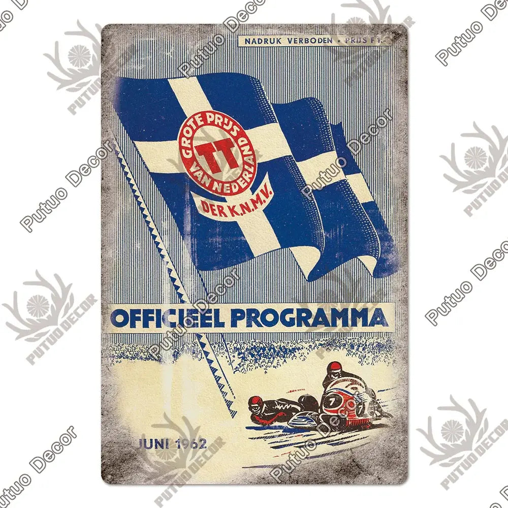 Putuo Decor Vintage Racing Track Tin Sign Isle of Man TT Metal Poster Plaque Garage Plate Bar Club Man Cave Home Wall Decoration