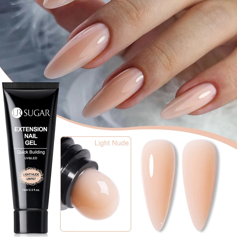 UR SUGAR 15ml Extension Nail Gel Polish Camouflage Nude Pink Semi Permanent UV Hard Gel Nails Finger Prolong Acrylic Varnish