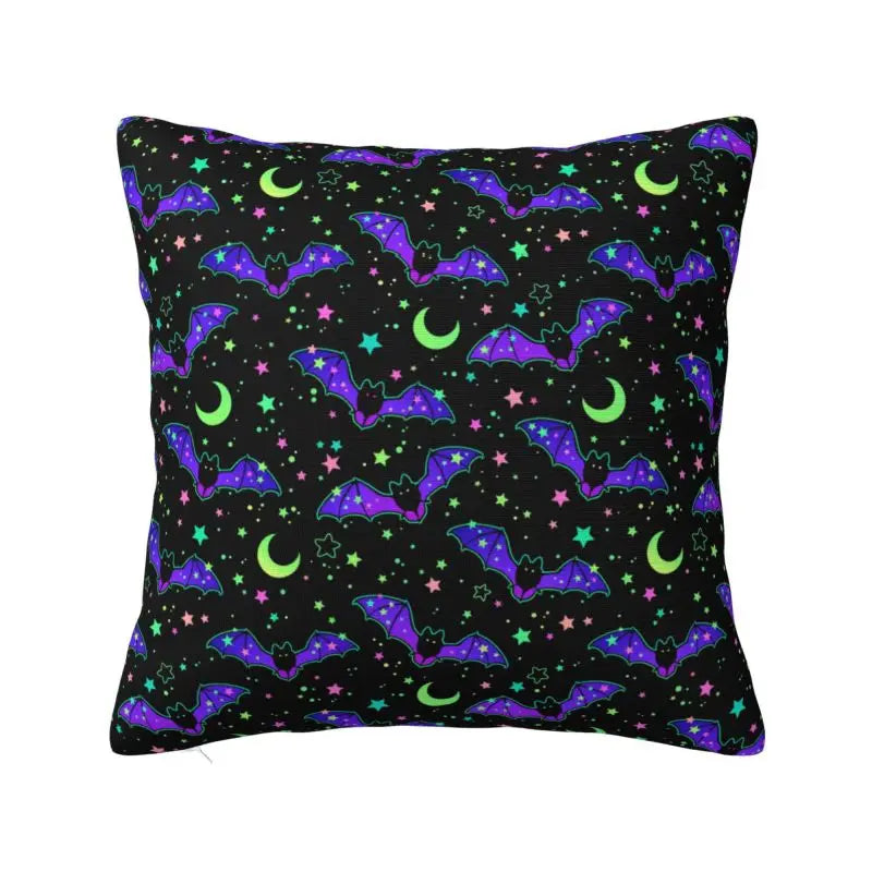 Custom Gothic Halloween Lace Bats Cushion Cover 45x45 Cm Polyester Throw Pillow Case For Sofa Living Room Decoration Pillowcase