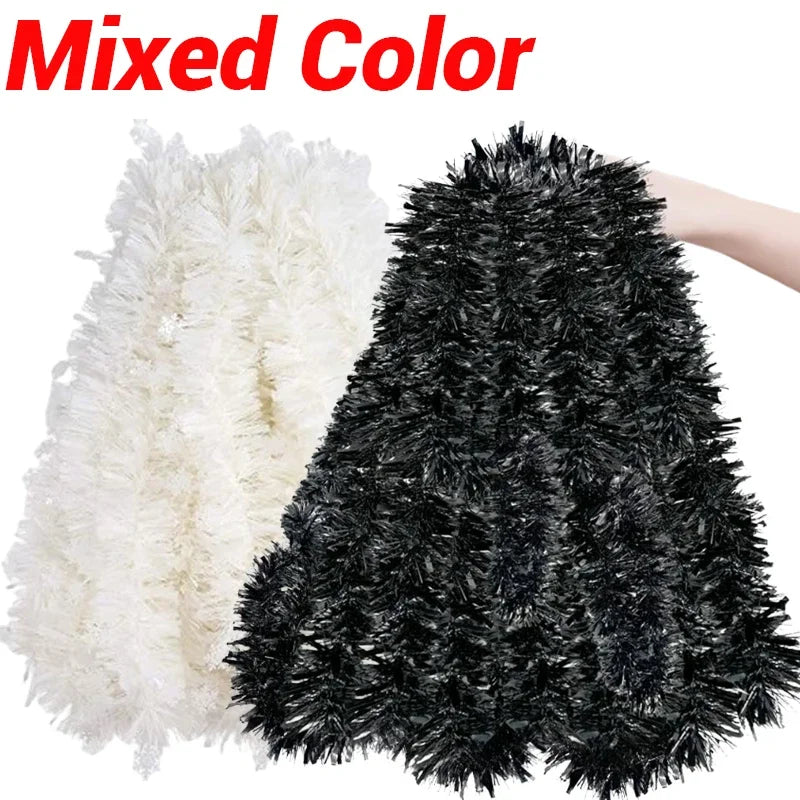 30/2M Black White Ribbon Garland DIY Xmas Tree Hanging Ornament Christmas Halloween Wedding Birthday Party Decoration Supplies