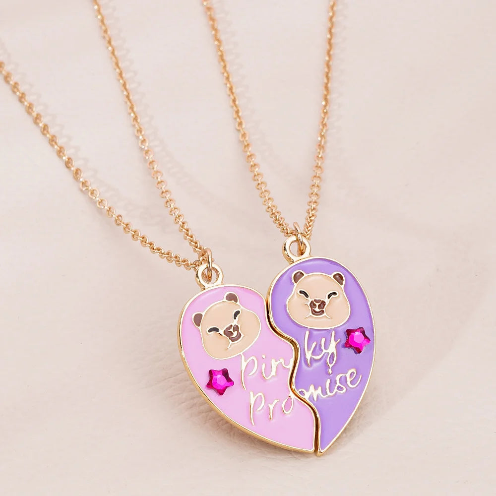 2PCs/Set Heart Capybara Pendant Best Friend Girl BFF Necklace Besties Friendship Jewelry 2025 Christmas 2026 New Year Gifts