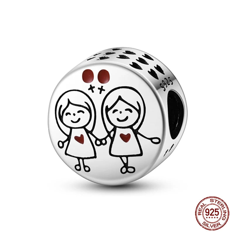 925 Sterling Silver Romantic Heart Series Charms Beads Fit Qikaola 925 Original Bracelet DIY Mother's Day Jewelry Gifts