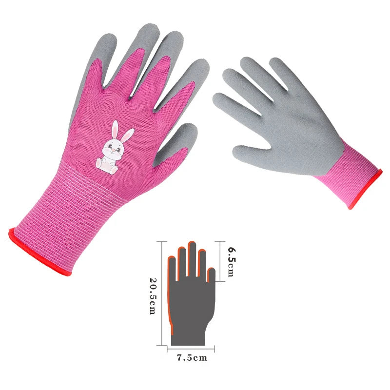 Gardening Gloves Kids Durable Waterproof Garden Work Gloves Non-Slip Children Safety Yard Work Gloves Portable Garden Supplies