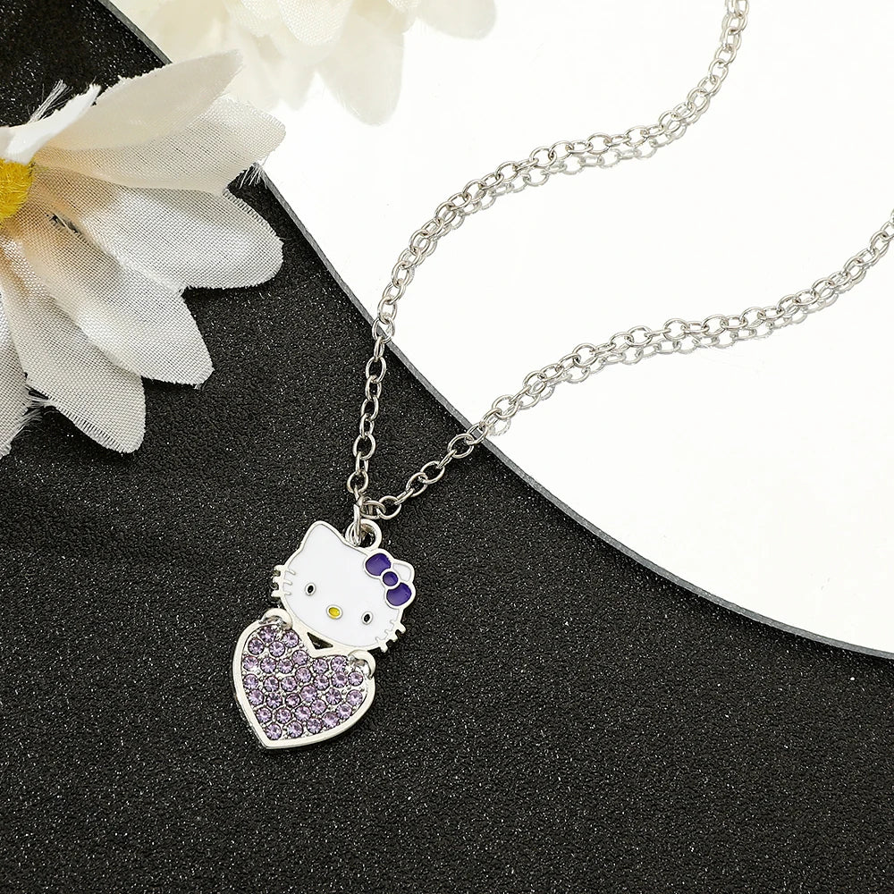 Sanrio HelloKitty Collection Sweet Cute Creative Enamel Pendant Necklace Fashion Charm Jewelry Girl Party Gift