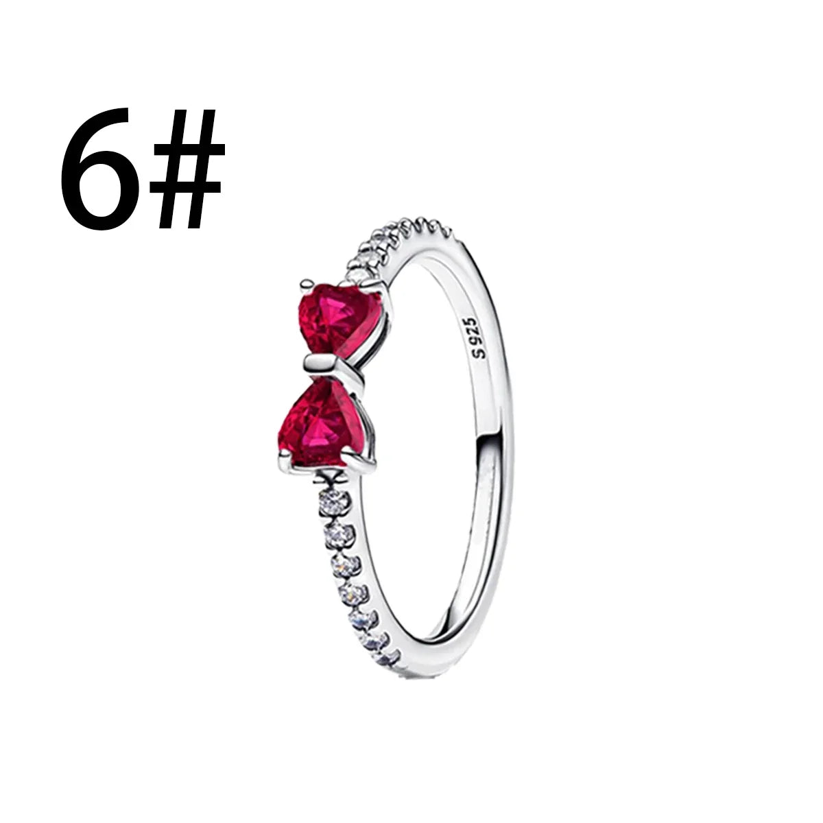 New 925 Silver Shining Ring Colorful Bow Tie Set Zircon Ring Earrings Bracelet Necklace Original For Women DIY Fine Jewelry Gift