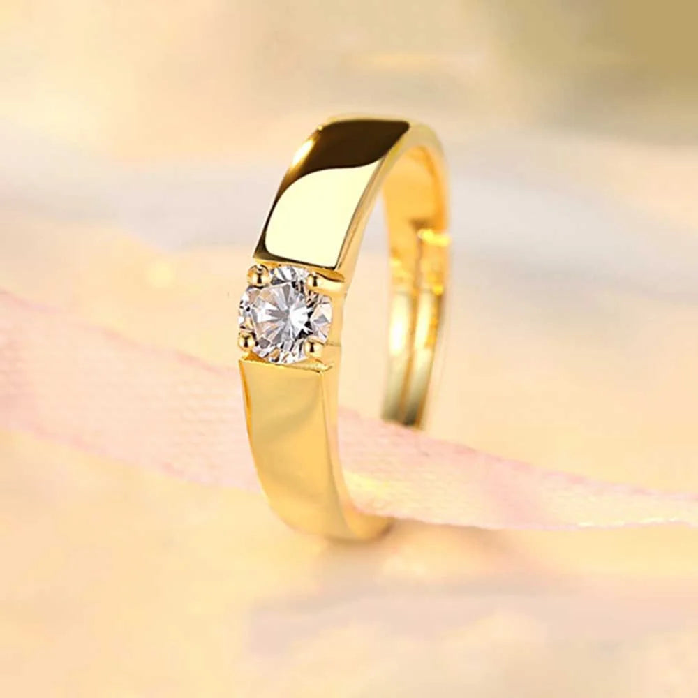 Fashion Luxury Zircon Couple Rings For Women Men Opening Adjustable Wedding Anniversary Engagement Delicate Jewelry Gifts