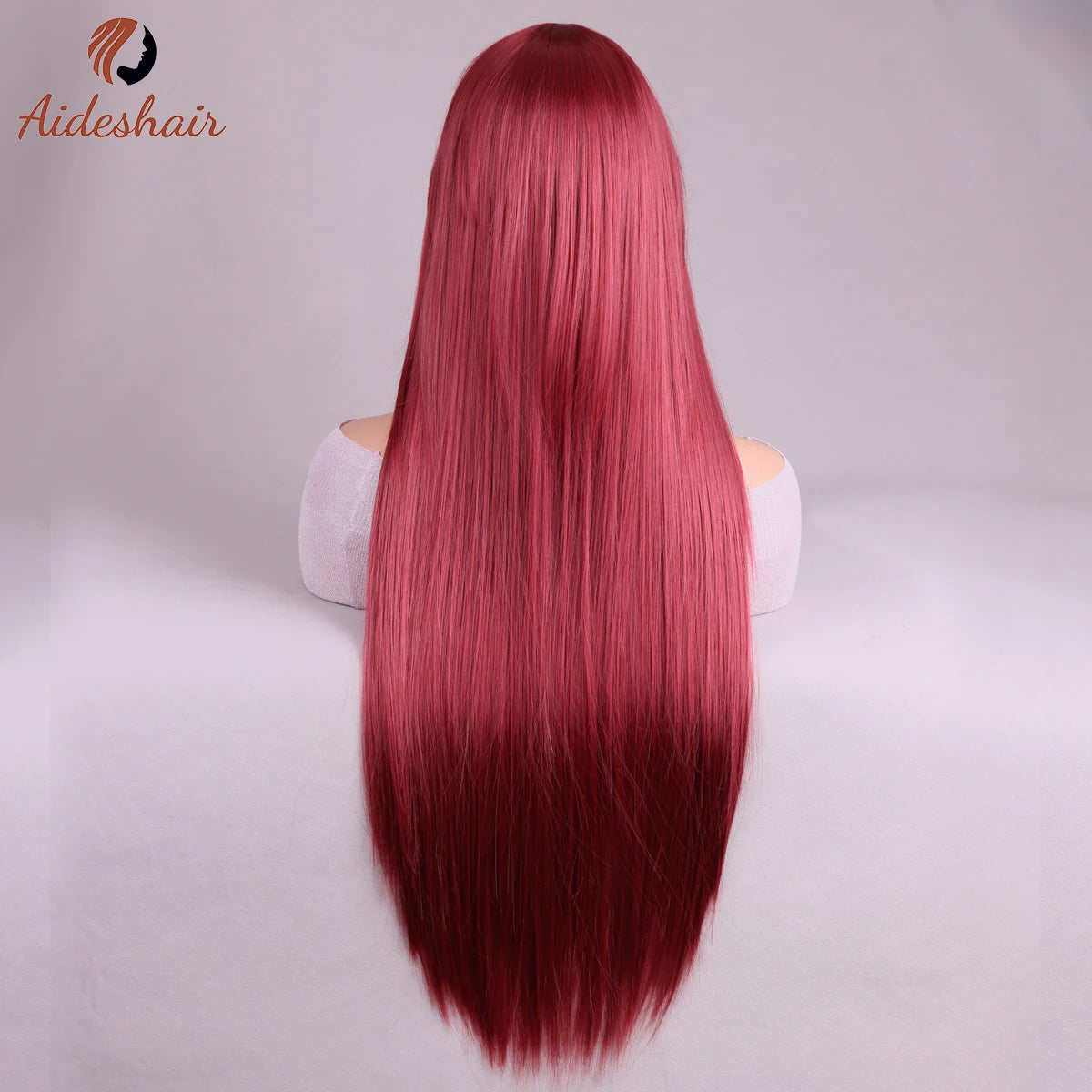 Halloween wine-red European and American long straight wig for women heat-resistant fiber synthetic wig for daily Cosplay