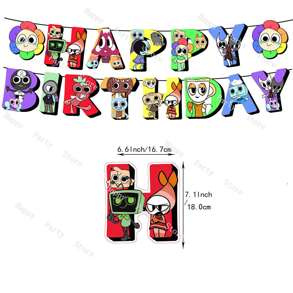 Dandy's World Birthday Party Decoration Split Sales Balloon Backdrop Cake Topper Dandy's World Birthday Party Supplies