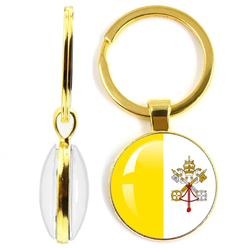 National Flag Glass Double-Sided Keychain Ethiopia Islas Canarias Kenya Sudan Madeira Melilla South Sudan Ceuta Seychelles