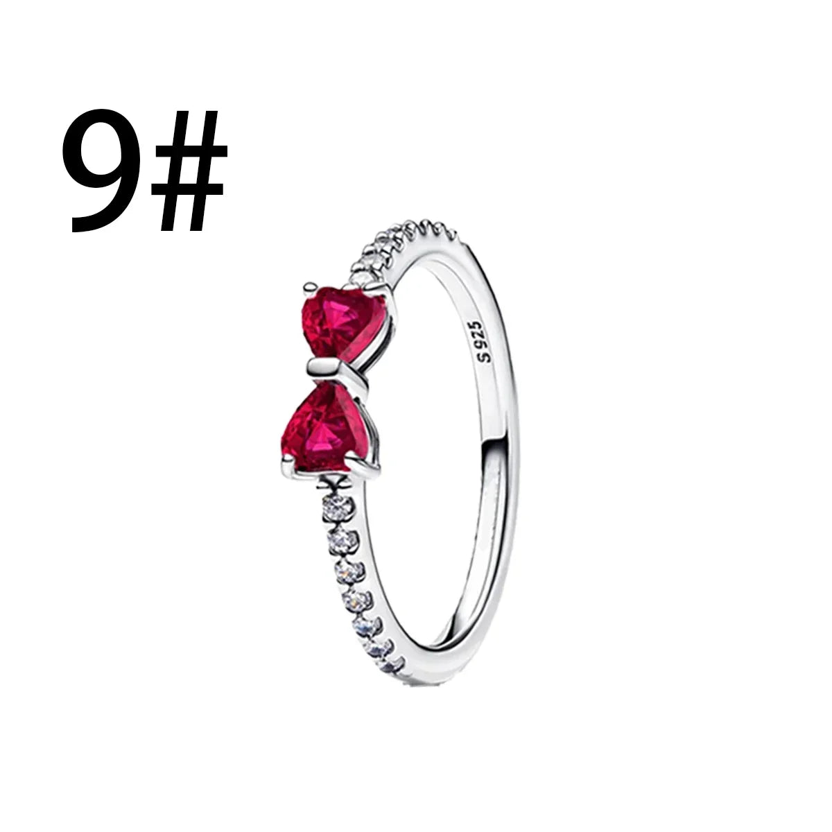 New 925 Silver Zircon Shining Ring Colorful Bow Tie Set Ring Earrings Bracelet Necklace Original For Women DIY Fine Jewelry Gift