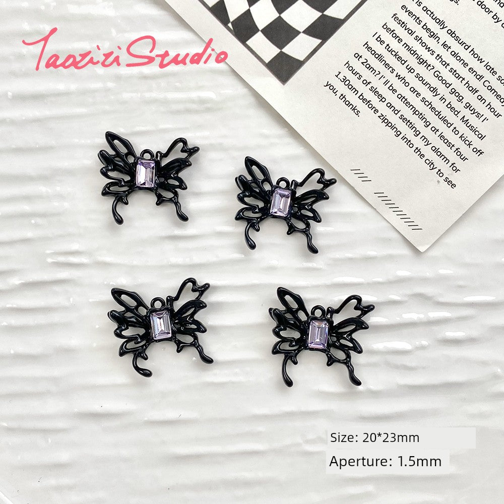 Sweet Cool Black Pink Sexy Liquid Alloy Pendant DIY Handmade Beaded Material Bracelet Necklace Ornament Bead Accessories