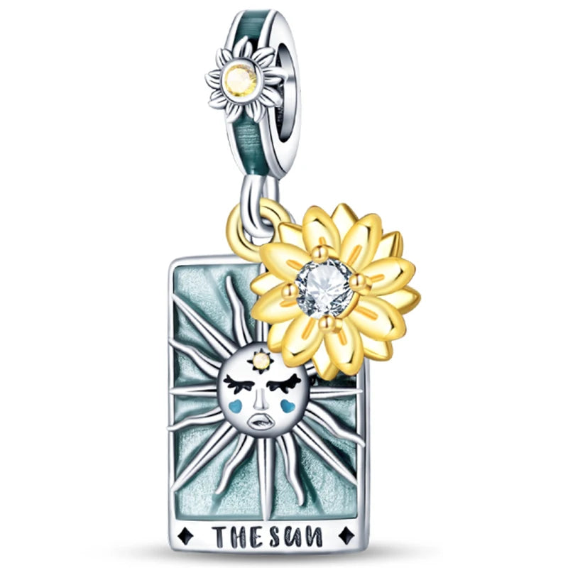 Hot Sale Charms Beads 925 Sterling Silver Pink Perfume Bottle Letter Luminous Firefly Tarot Card Beads Fit DIY Bracelets Jewelry