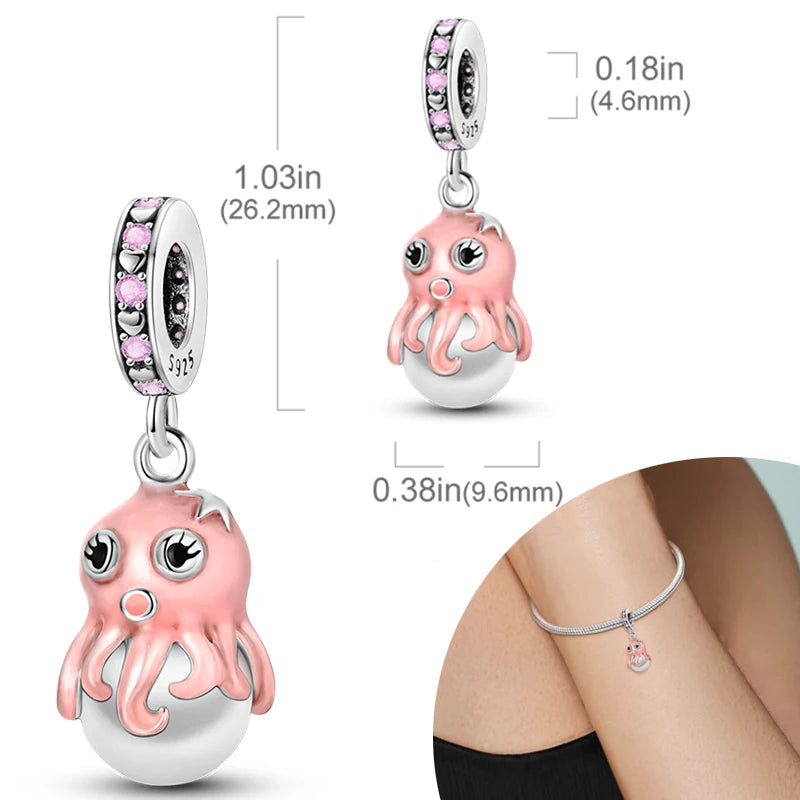 New Silver Plated Charms Beads Turtle Starfish Shell Sea Blue Summer Beads Fit Original Charms DIY Woman Jewelry Gift