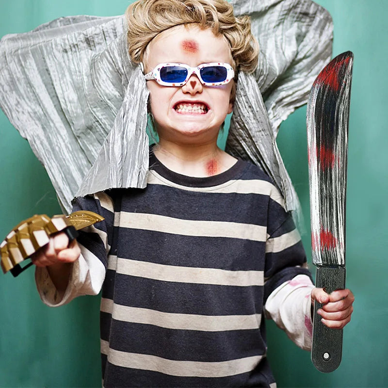 Halloween Fake Bloody Weapons Plastic Knife Axe Sickle Horror Weapons Cosplay Party Props Halloween Decorations Kids Favor Toy