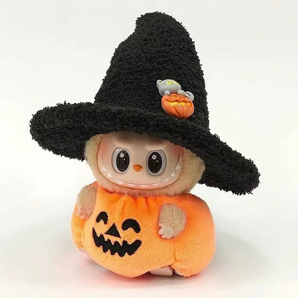 Plush Halloween Pumpkin Costume for 17cm Labubu Doll Accessories Pumpkin Style Dress  Set Fashion Clothes Outfit for Labubu Gift