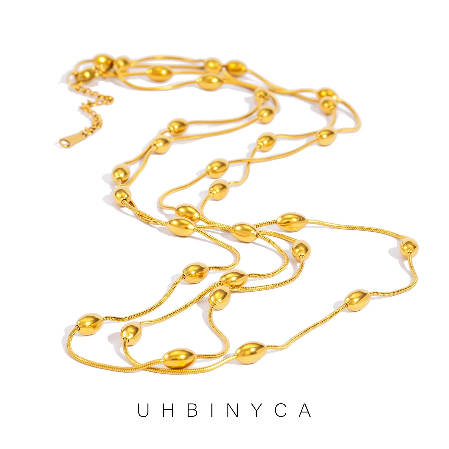 120cm Layered Chain Necklace for Women, Retro Adjustable 2-3 Layer Choker, Stainless Steel Waterproof Hypoallergenic Jewelry