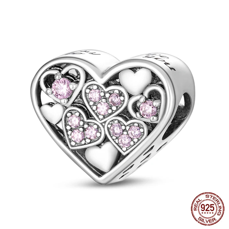 925 Sterling Silver Romantic Heart Series Charms Beads Fit Qikaola 925 Original Bracelet DIY Mother's Day Jewelry Gifts