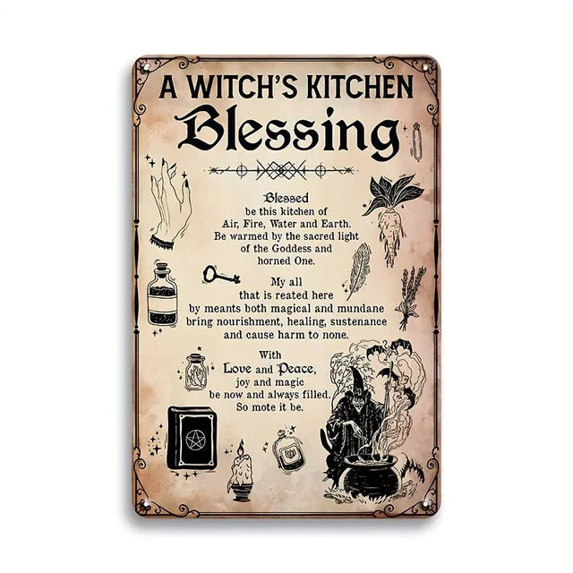 Vintage Metal Tin Sign  The House Witch Rules Halloween Decoration  Retro Wall Art for Home Room Restaurant Decor