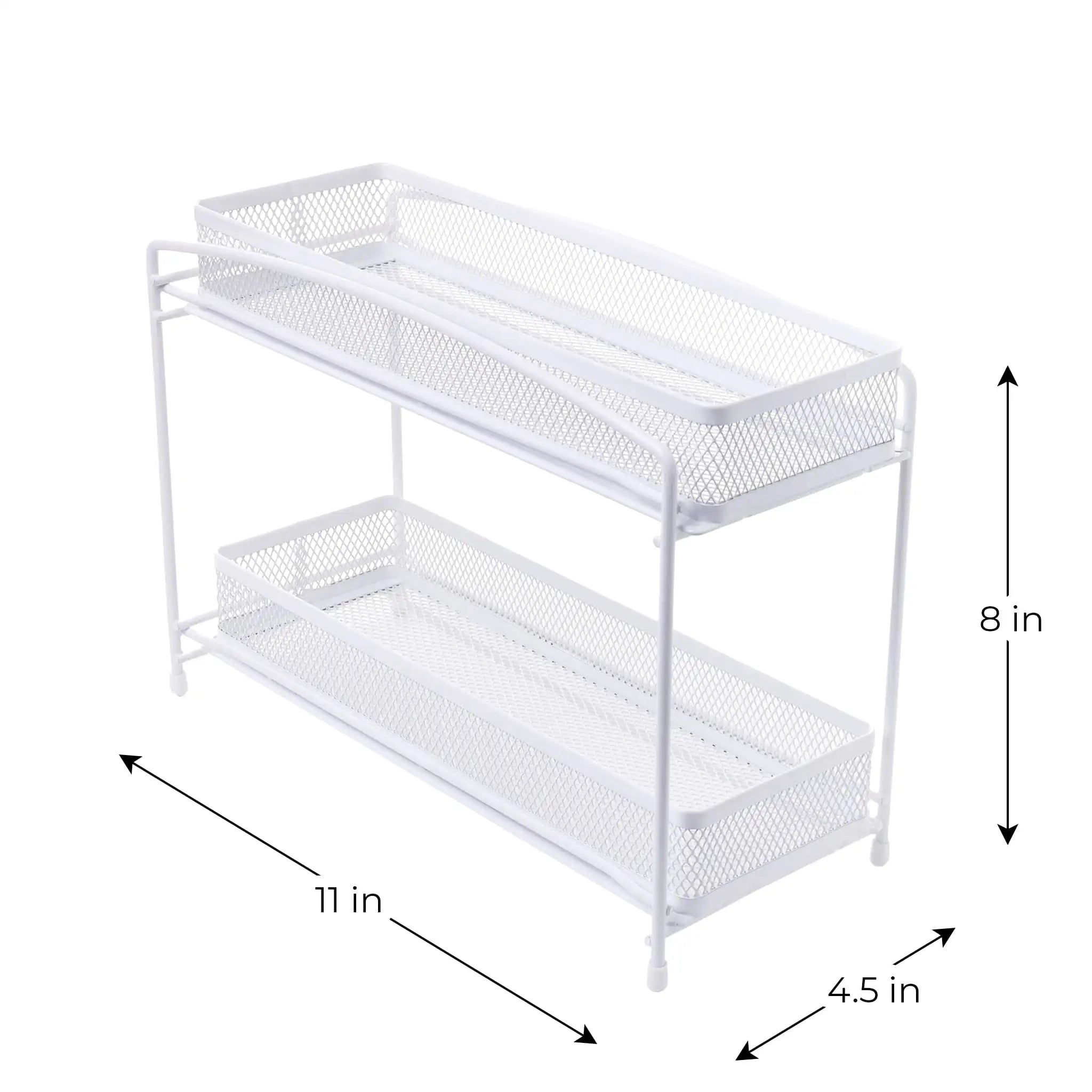 (4 pack)   2-Tier Pull-Out Spice Organizer, White, 4.5" x 11"