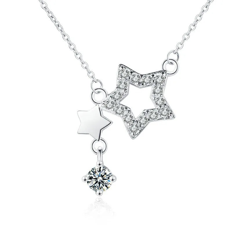 925 Sterling Silver Necklace For Women Round Pendent Sparkling Pave CZ Necklace Fashion Anniversary Birthday Jewelry Gifts N325