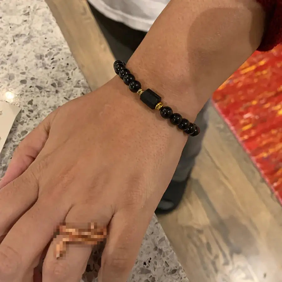 Raw Black Tourmaline Black Tourmaline bracelet, 6mm wrist mara, protection, grounding, stress relief, root chakra,1pc