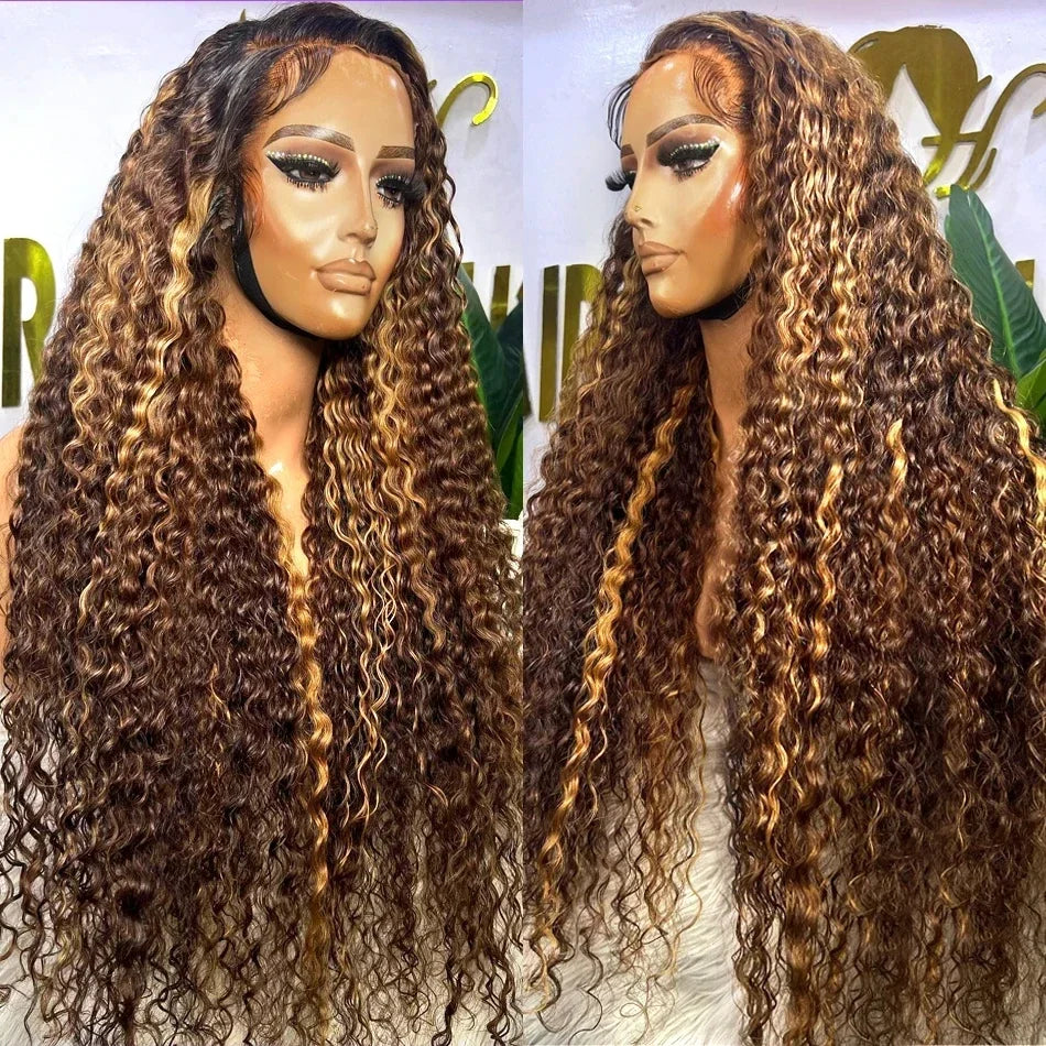 Silkwave 13x4 Highlight Wig Human Hair 13x6 Hd Lace Frontal Wig 30 Inch Curly Wigs Deep Wave Lace Front Wigs For Women Pre Pluck