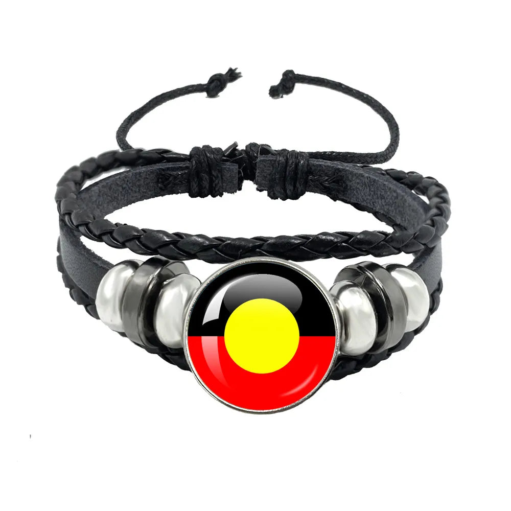 Australian Aboriginal Flag National Emblem Dangle Glass 25mm Key Chain Fashion  Key Chains Glass Cabochon Lady  Key Chains Jewel