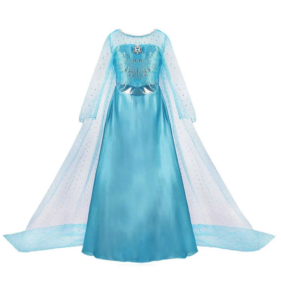 Girl Princess Cinderella Dress Elsa Anna Mermaid Jasmine Belle Snow White Costume Girls Birthday Party Halloween Dress 2-10 Year
