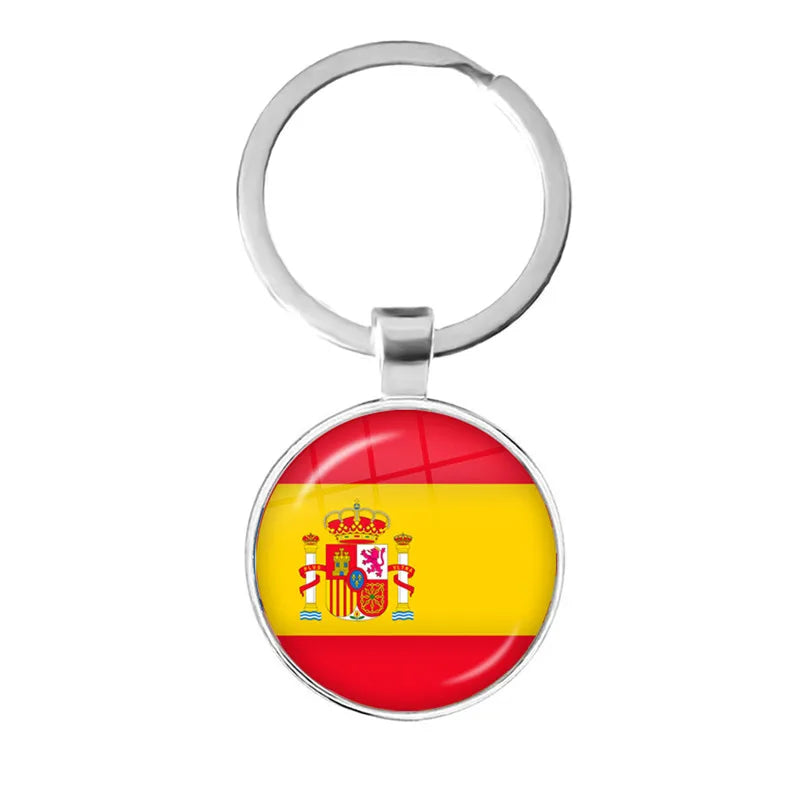 National Flag Round Keychain Korea, Serbia, Russia, Slovenia, Argentina, the United States, Turkey, Spain, Dominica Keyring Gift
