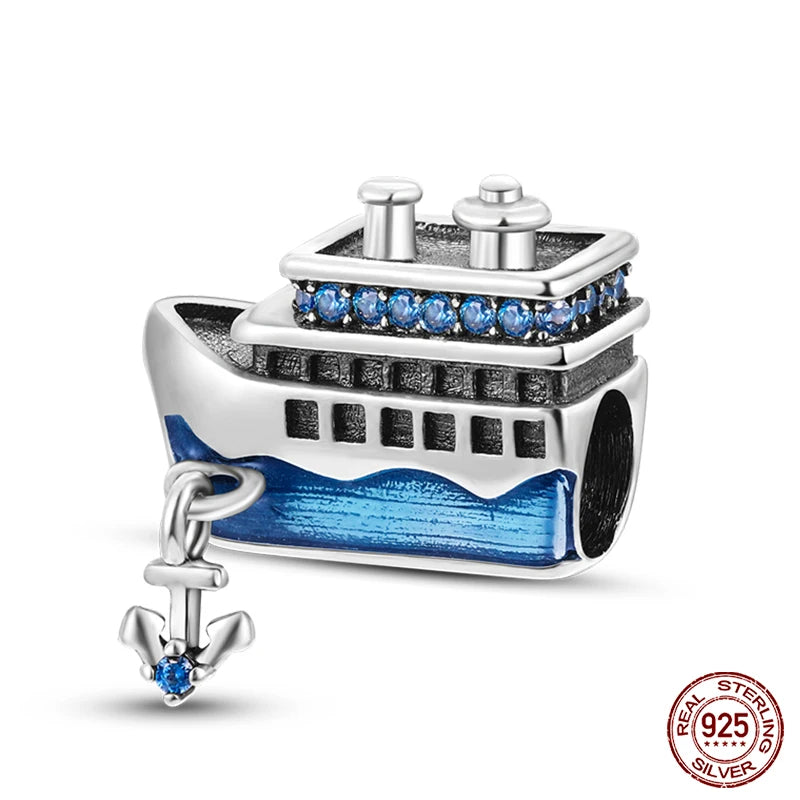 Original Ocean Series Fit 3mm Bracelet 100% Authentic 925 Sterling Silver Turtle Crab Mermaid Charm Beads DIY Jewelry Gift