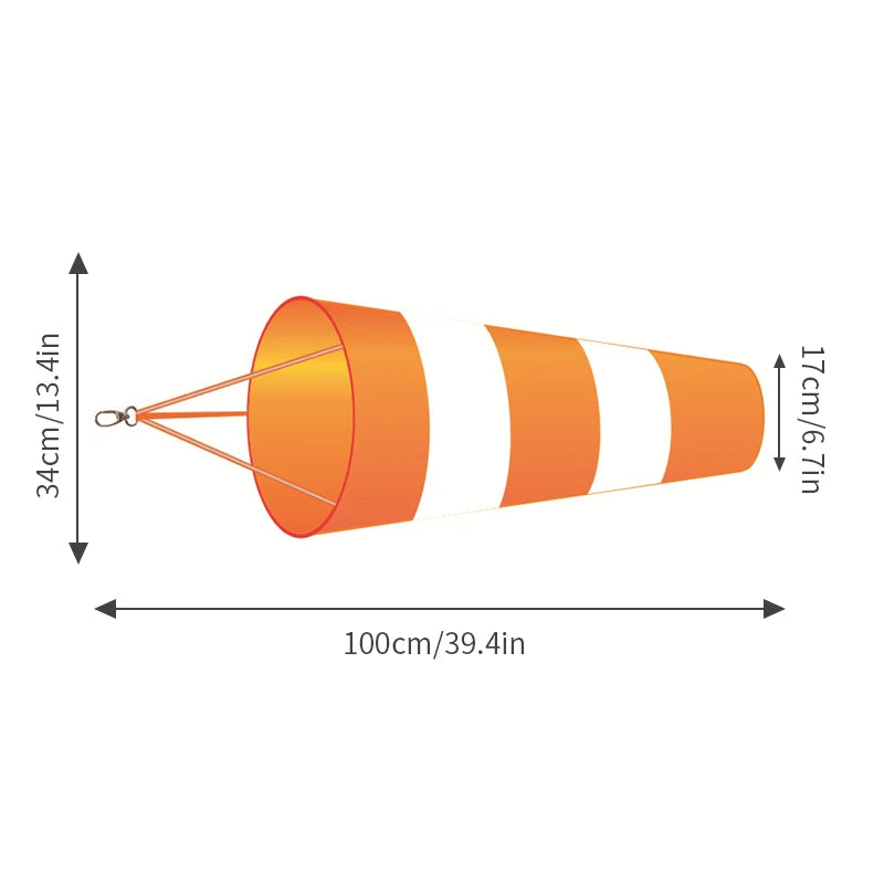 60/80/100cm Windsock Outdoor Wind Direction Measurement Reflective Belt Rip-stop Weather Vane for Airport Aviation Garden Farm