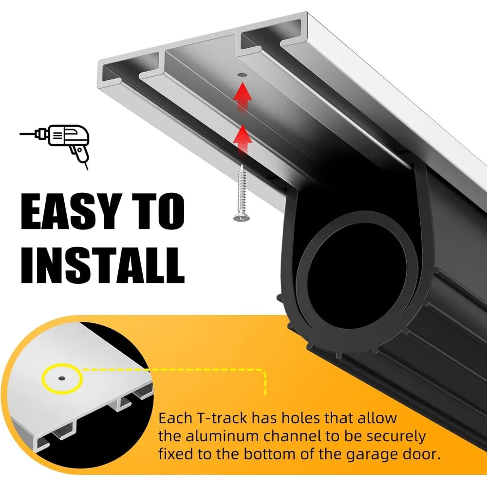 Garage Door Bottom Seal with Predrilled Aluminum Track Retainer Base Kit,Heavy Duty U+O Ring Combination Weather Stripping Seals