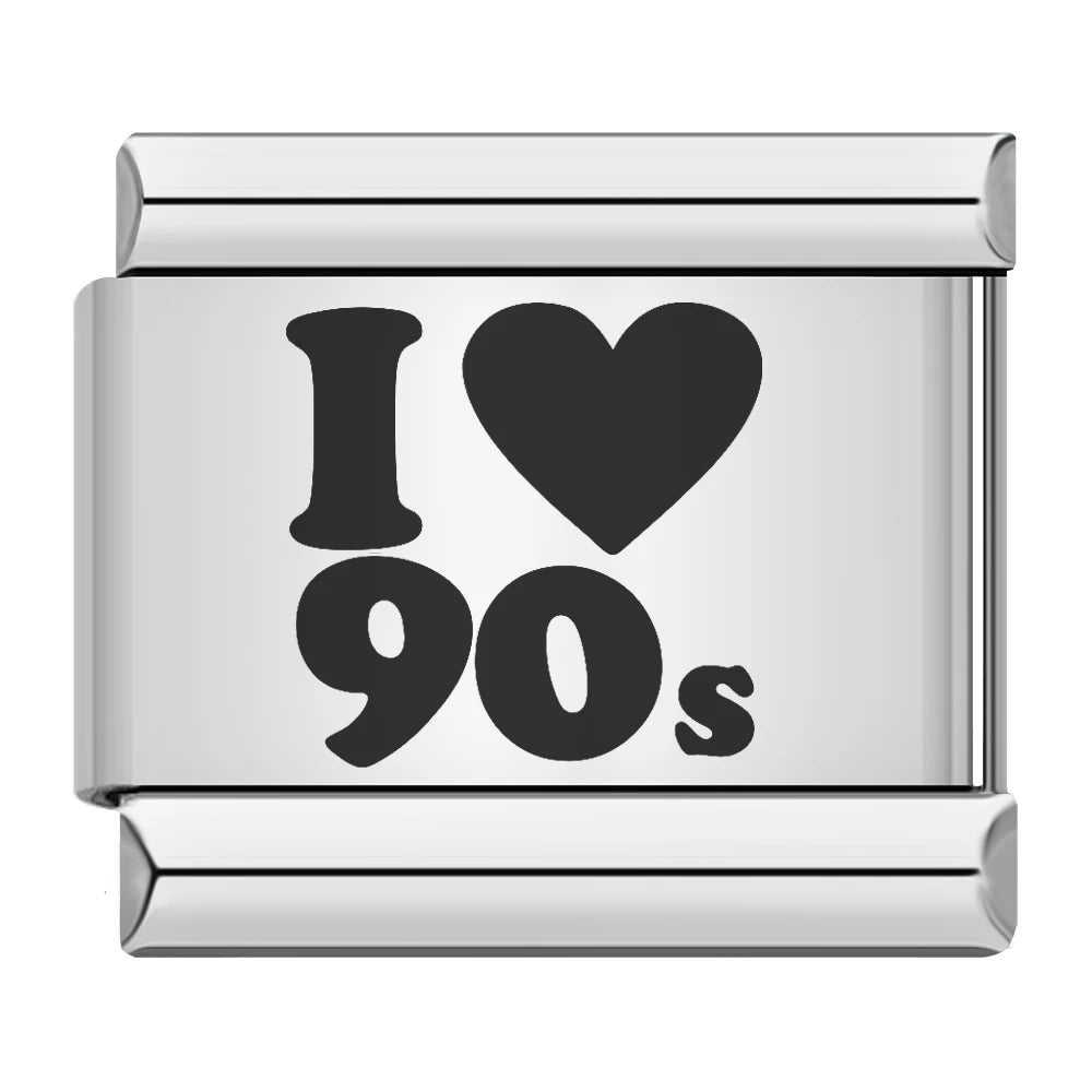 Fashion Romantic Heart I Love Dad Mum You Dogs Links Charm Fit 9mm Bracelet Stainless Steel Valentine's Day Jewelry DIY Making