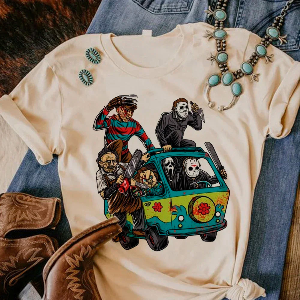 Satan Halloween Horror Ghost Tshirt Women Manga Streetwear Tshirt Female Harajuku Streetwear Y2k Clothes