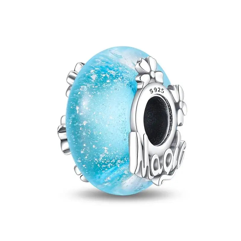 New 925 Sterling Silver Charm Fit Original Bracelet Accessories Women Jewelry Blue Ocean Series Octopus Dolphin Ship Lighthouse