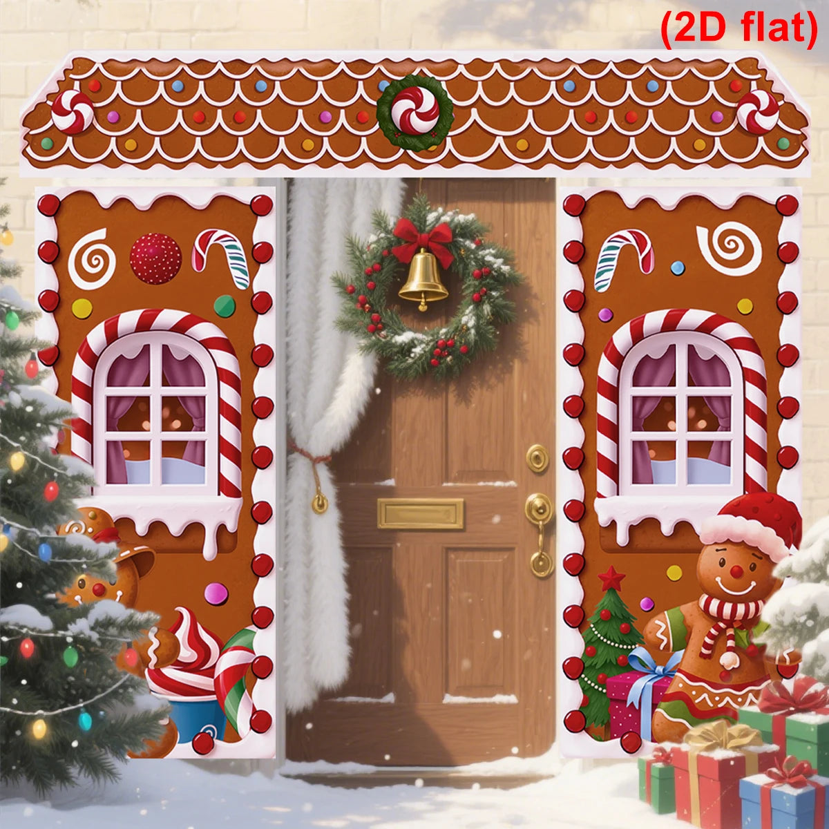 Christmas Gingerbread Man Banner Couplet Christmas Decor for Home 2025 Door Cover Xmas Ornament Navidad Natal New Year Gift 2026