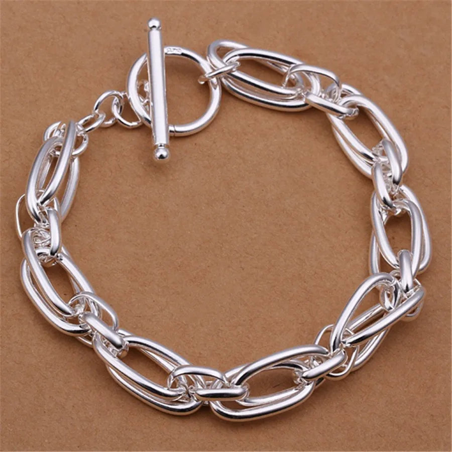 Hot Sale 925 Sterling Silver Chain Solid Bracelet for Women Mens Charm Party Gift Wedding Fashion Jewelry