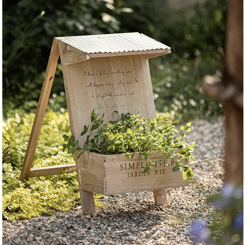 Courtyard Planting Flower Rack, Creative Wooden Plant, Potted Garden, Balcony Bonsai Basin, Retro Distressed Floor Decorative