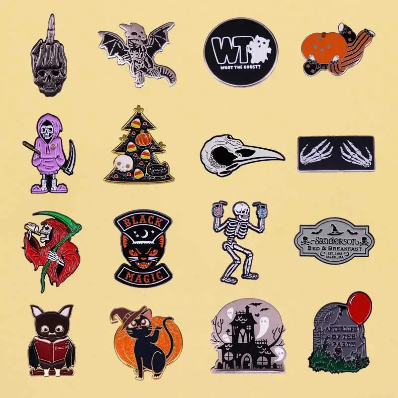 NEW Gothic Enamel Pins Halloween Terror Metal Brooch   Send Friend Fans Boutique Medal Gift Fashion Anime Badges Collecting