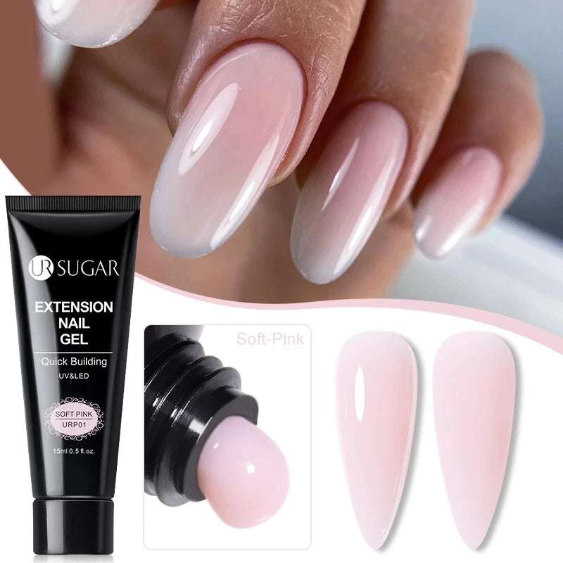 UR SUGAR 15ml Extension Nail Gel Polish Camouflage Nude Pink Semi Permanent UV Hard Gel Nails Finger Prolong Acrylic Varnish